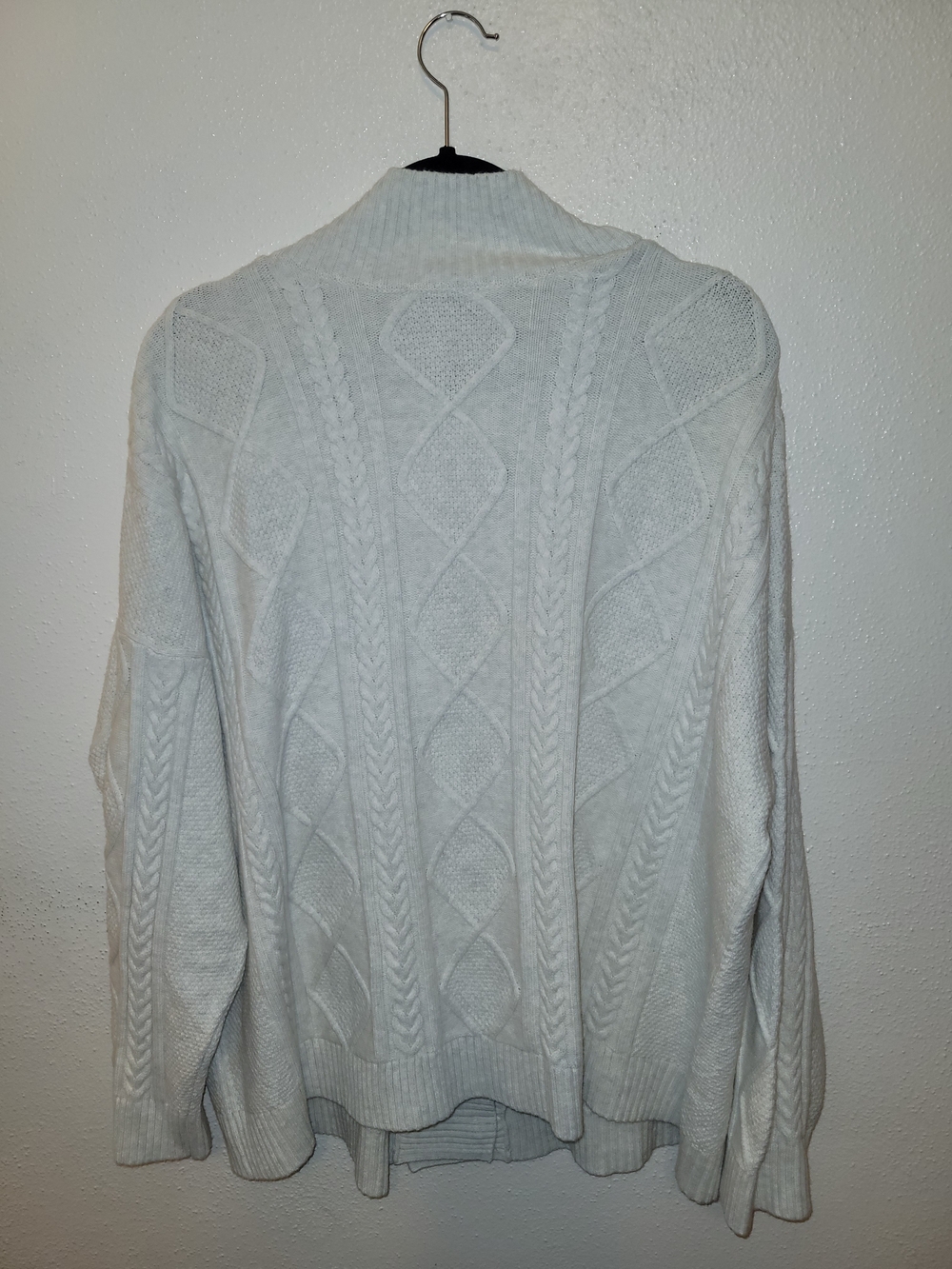 J.Jill Cable Knit Cardigan 2X Ivory Gold Buttons Double Breasted - Picture 6 of 7